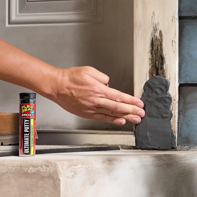 Flex Seal إيبوكسي، معجون نهائي، متعدد الأغراض، متين، دائم، محكم ضد الماء، رابطة طويلة الأمد، للاستخدام في السيارات، البحرية، السباكة، المنزل، وإصلاح الأدوات، يجف بلون رمادي داكن، 2 أونصة من معجون العصا - Image 4